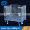 Industrial stackable mesh wire container with wheels