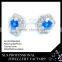 925 Silver Jewelry Wholesale Women's Fashion Square Prong Setting Green Stones Stud Earrings