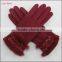 ladies cheap spring driving red micro velvet hand gloves with rabbit fur