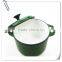 green enamel cast iron round casserole