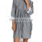 Wholesale Women Long Sleeves Cotton Pleated Nightshirt