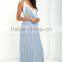 Fashion Design Slender Straps Light Blue Lace Insert Maxi Dress