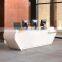 solid surface white beauty salon front counter reception desk