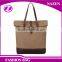 2016 fashion crazy horse leather trimming lady vintage plain canvas handbag