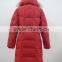women puffer quilted knee length duck down jacket with fur hood