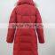 women knee length duck down feather quilted puffer coat with fur hood