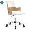 2015 Promotional White PU Leather Plywood Dining Chair with Casters
