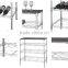 PF-WR09 4 tier metal wire wine rack