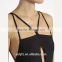 Sexy black front cross-over skinny straps straight neckline women one piece swimsuit