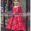 XXLF123 baby dress elegant long sleeve in red color 9 years girl dress design party girl dresses