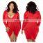 Women 3XL Plus Size Fashionable Summer Sexy Elegant Bodycon V Neck Cocktail Party Long Sleeve Plus Size Dress for Fat Women