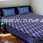 Indian 2017 Ikat Bed sheet Queen Size 100% Cotton Fabric Blue Bedding Set Bedspread