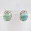 Turquoise 925 silver stud earrings Handmade silver earrings Natural gemstone silver jewelry