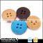Colorful Dipped Shape Wooden Pattern Four Holes Button Garment Shirt Sewing Button Eyes Button For Coat Blazers Dress Kids Wear