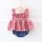Newborn Baby Romper Sets Summer Plaid Slip Dress And Pants Cotton Baby Girl Outfits
