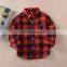 Christmas Boy Girl T-shirt Grid Tops Autumn Winter Children Red Long sleeve Tees Holiday Kids Clothing