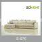 L-Shaped Living Room Furniture Sectional Cotton Light Yellow Color Fabric Sofa Set