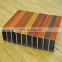 Colorful wood print aluminium rectangular tubes with different sizes