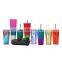 Amazon Sales 710ML Gobelets 24Oz Durian Cup Diamond Double Wall Plastic Purple Black Pineapple Drinkware Stud Tumbler With Straw
