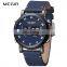 MEGIR 2137 Minimalist Watches Luxury Simple Drum Roller Quartz Mans Watches Casual Sport Waterproof Leather Watch Reloj Hombre