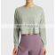 Autumn Winter New Long Sleeve Jacquard Knit Sweatshirt Fitness Ladies Woman Yoga Gym Crop Tops Fashionable Pullover