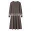 Manufacturer's Women's Autumn Midi 100% Cashmere Knitwear Breathable Knee-Length Dress with Natural Waistline Solid Pattern