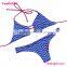 No MOQ Blue Striped Young Girl Open Sexy Sling Bikini