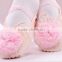 girls ballet shoes, dance shoes with leather sole and flower design