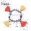 Fashion jewelry vintage ethnic New arrival round CCB bead multicolor tassel charm bracelet