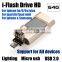 Timiya Brand 3 IN 1 OTG USB 2.0 Micro Flash Drive for iphone ipod ipad android and pc