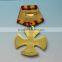 High quality 3d design gold plated metal medal hanger with ribbon/make metal medal with gold plated