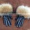 Winter Fashion Sheep Leather Gloves/raccoon Fur Gloves