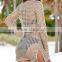 Custom American size long sleeves fishnet dress women sexy beach dress swimsuit cover up