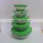 5 pieces glass mixing bowl set with colorful plastic lid