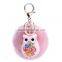 In Stock 8CM Rabbit Fluffy Ball Keychain Owl Rhinestone Cute Fur Ball KeyChain For Car Key Ring Car Ornaments Bag Pendant