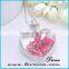 Vintage Pendant Floating Locket Charm Necklace with dried real Lace Flower