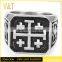 China factory Jerusalem Cross Rings Stainless Steel Retro Vintage Religious Five Wounds of Jesus (HF-033)
