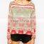 High Fashion Design Sexy Women Sweater Jumper Boat Neckline Pattern Jumper Colorful Jumper