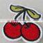 Beautiful 5*5 cm Embroidery Mini Cherry Printting Design Trim Custom Leather Patch