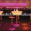 Battery rechargeable LED plastic rotating round production table with legs metal