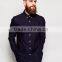 Guangzhou High Quality Custom Long Sleeve Point Collar Mens Breathable 100% Cotton Slim Fit Casual Black Solid Shirts