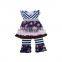 2017 boutique clothing stripe floral print dress match ruffle pants cotton kids clothing