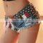 Sexy Mini American Low Waist Demin Flag Print Shorts