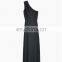 china fashion one shoulder black ladies long evening party wear gown with belt