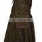 Men Chocolate Brown Contrast Stich Utility Kilt