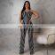 2020 new women ladies, fashionable adjustable stripes backless jumpsuit women plus size one piece Long Sexy jumpsuit/