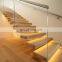 USA Australian Canadian Standard Staircase Modern Interior Wood Staircase Straight LED Light Stairs Design