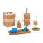 Hot-selling Six sets of bamboo bathroom garbage can Toilet Brush toothbrush rack soap box mouthwash cup with tray