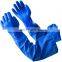 26Inch Heavy duty Long Sleeves Durable Waterproof Blue PVC Chemical Resistant Gloves for Oil and Gas Industry