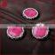 Round peachblow jade faceted beads inlaid pave with opal & black spinel zircon